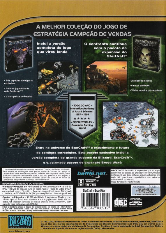 Back Cover for StarCraft: Anthology (Windows) (BestSeller Series release (2002))
