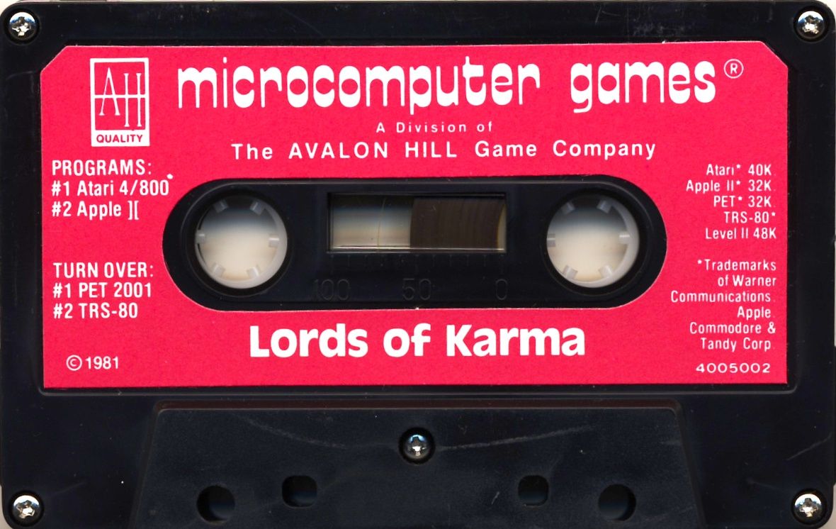 Media for Lords of Karma (Apple II and Atari 8-bit and Commodore PET/CBM and TRS-80)