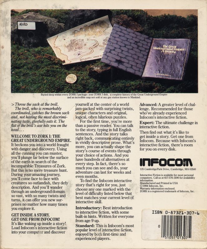 Back Cover for Zork: The Great Underground Empire (Amiga)