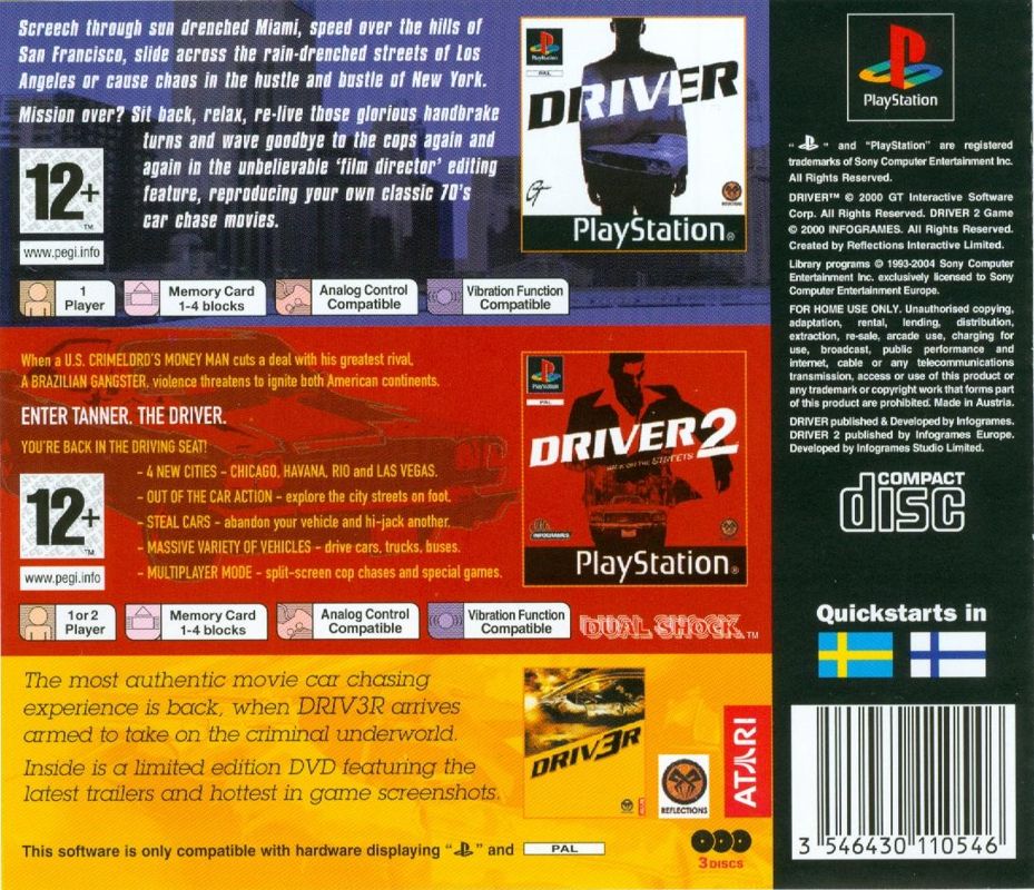 Back Cover for Driver / Driver 2 (PlayStation)