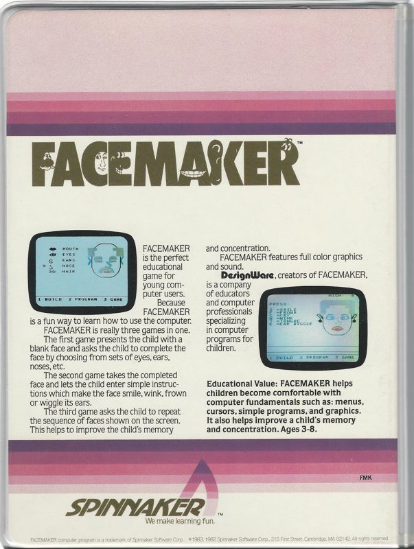 Back Cover for FaceMaker (ColecoVision)