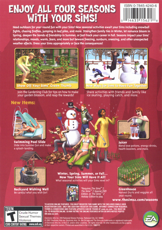 Back Cover for The Sims 2: Seasons (Windows)