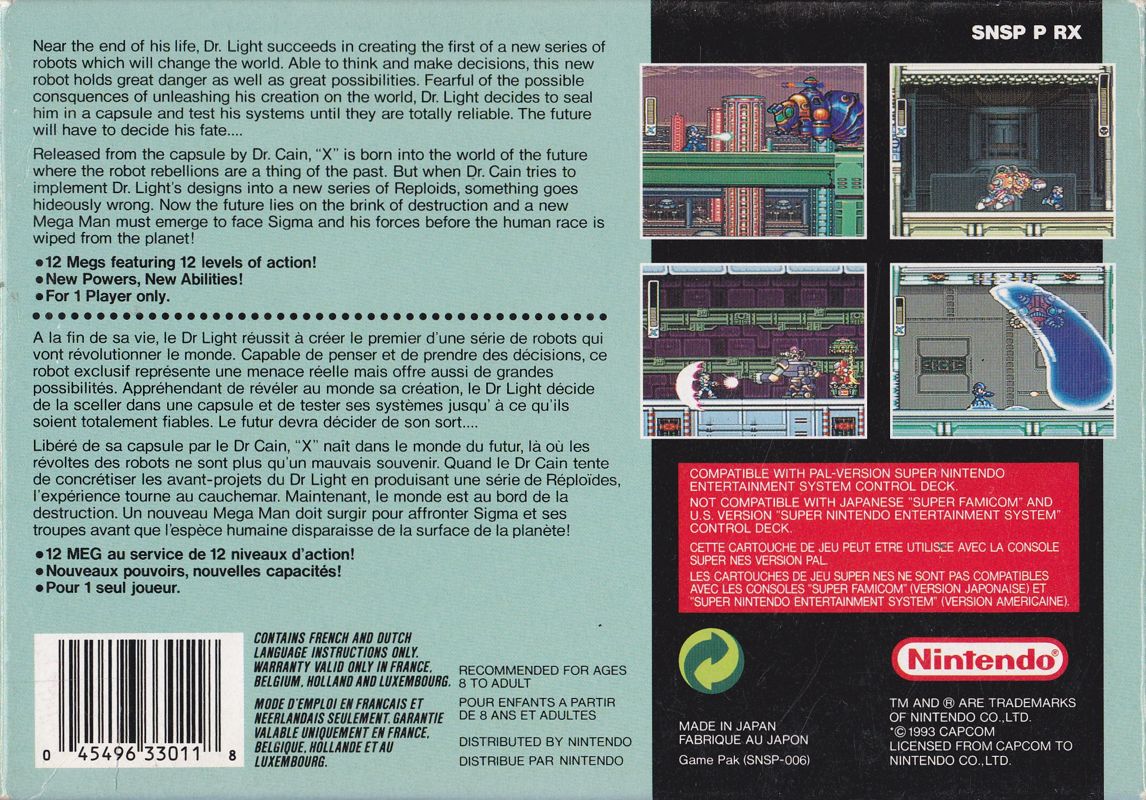 Back Cover for Mega Man X (SNES)