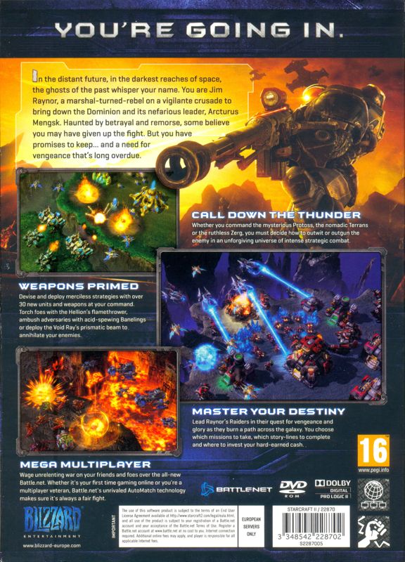 Back Cover for StarCraft II: Wings of Liberty (Macintosh and Windows)