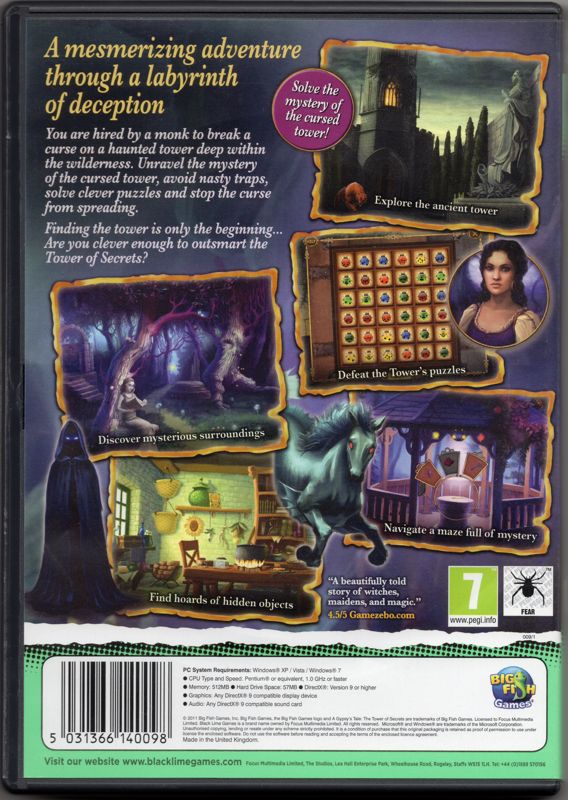 Back Cover for A Gypsy's Tale: The Tower of Secrets (Windows)