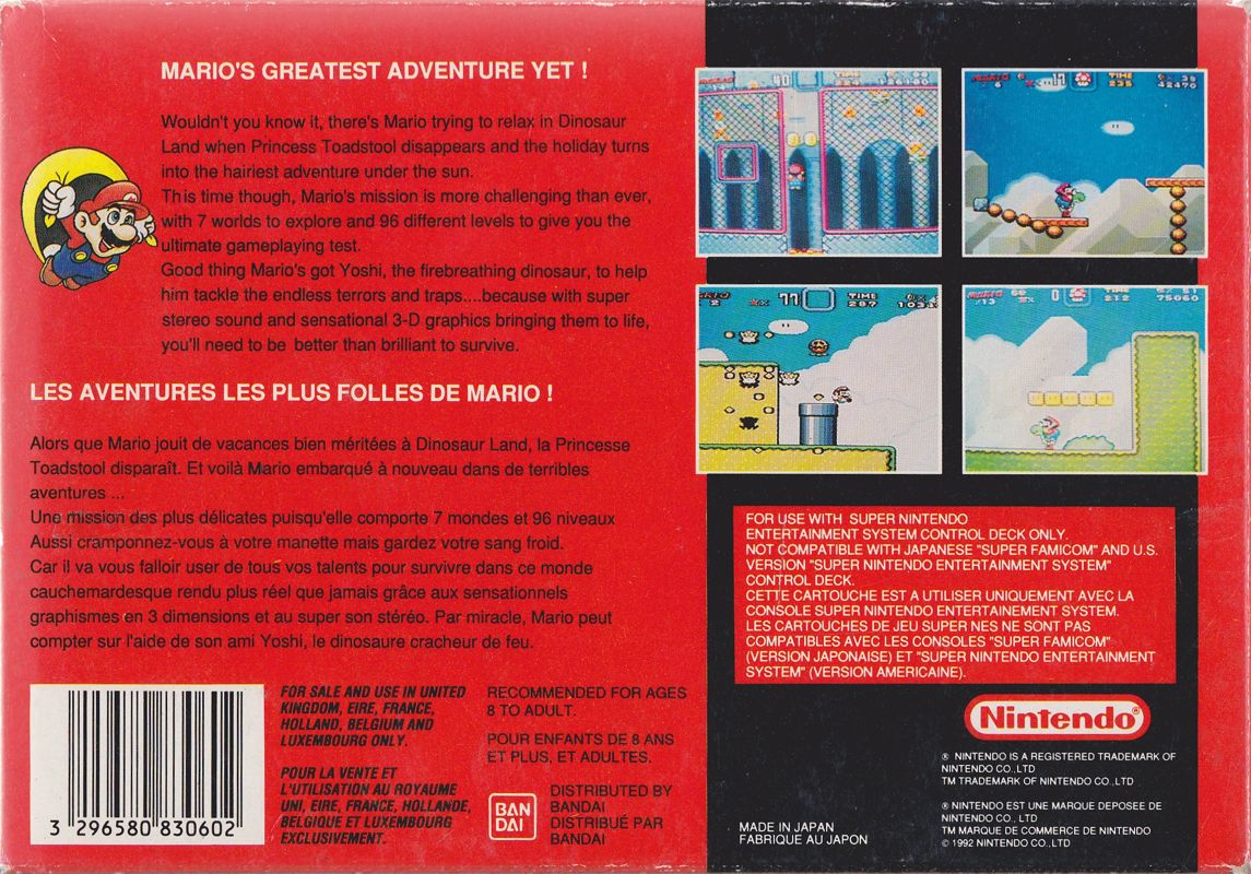 Back Cover for Super Mario World (SNES)