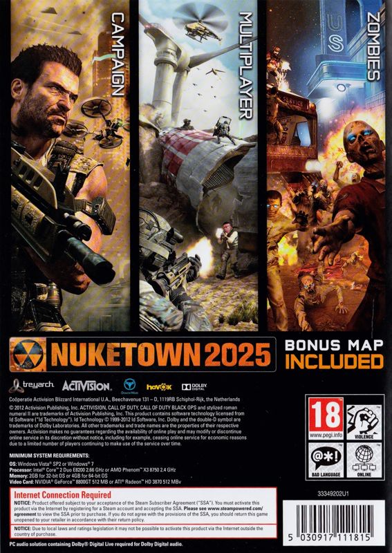 Back Cover for Call of Duty: Black Ops II (Windows)