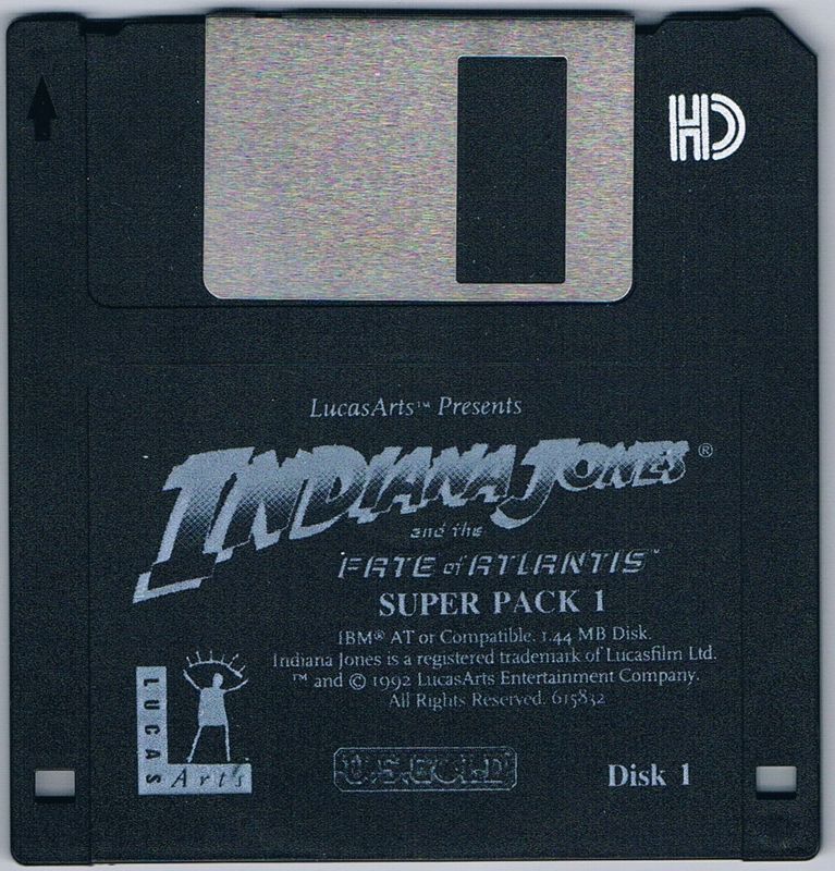 Media for LucasArts x3 Triple Packs (DOS): Indiana Jones and the Fate of Atlantis - Disk 1/5