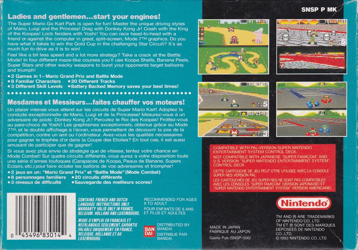 Back Cover for Super Mario Kart (SNES)