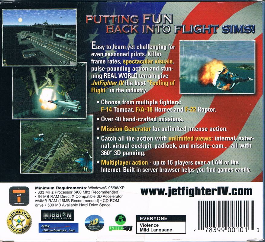 Back Cover for JetFighter IV: Fortress America (Windows) (Budget re-release)