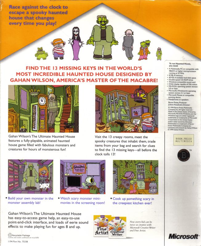 Back Cover for Gahan Wilson's The Ultimate Haunted House (Windows 3.x)