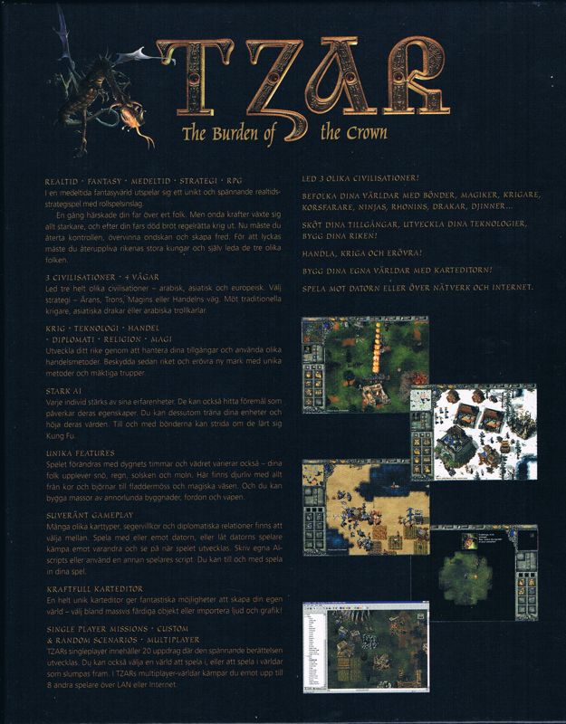Back Cover for Tzar: The Burden of the Crown (Windows)