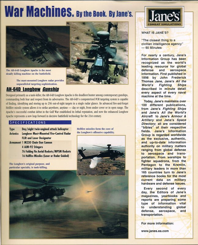Inside Cover for Jane's Combat Simulations: Longbow 2 (Windows): Right
