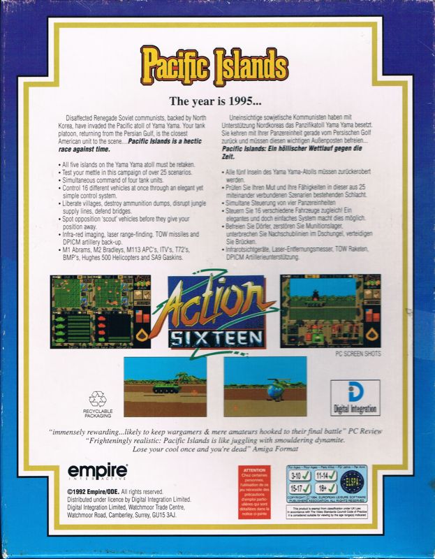 Back Cover for Pacific Islands (DOS) (Action Sixteen budget release)