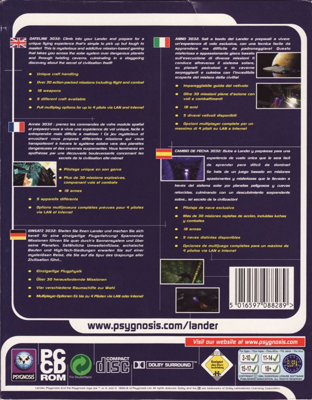 Back Cover for Lander (Windows)
