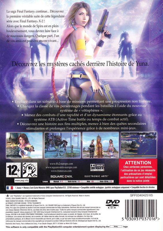 Back Cover for Final Fantasy X-2 (PlayStation 2)