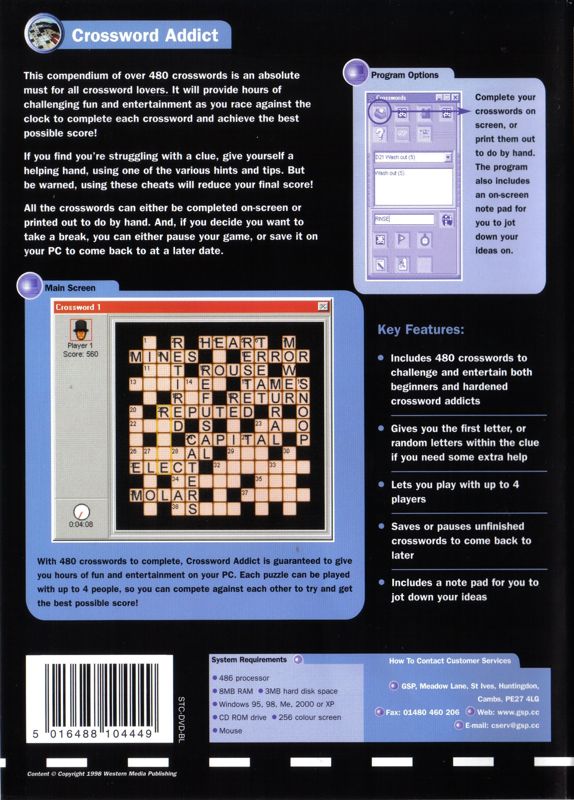 Back Cover for Crossword Addict (Windows)