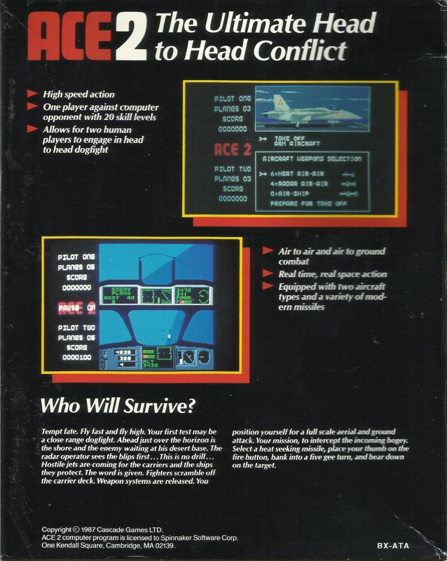 Back Cover for ACE 2 (DOS) (3.5" release)