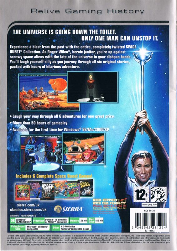 Back Cover for Space Quest Collection (Windows) (Classic Collection release)