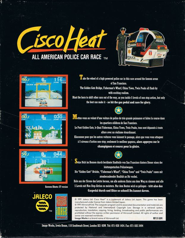 Back Cover for Cisco Heat: All American Police Car Race (DOS) (3.5" disk release)