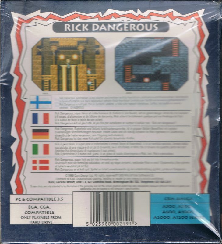 Back Cover for Rick Dangerous (Amiga and DOS) (Kixx release)