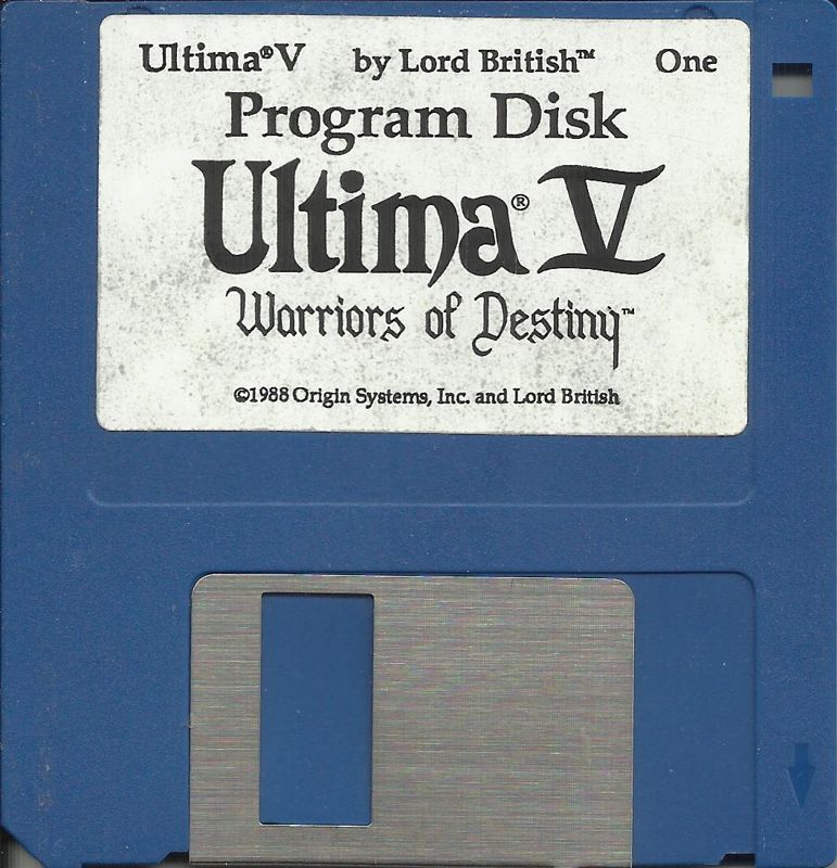 Media for Ultima V: Warriors of Destiny (DOS) (Dual media release): 3.5" disk 1/2: Program disk