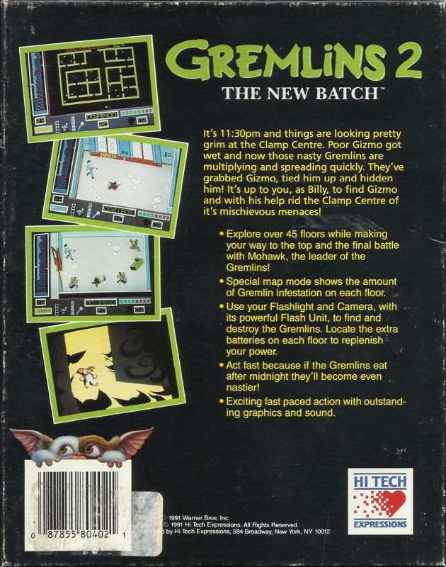 Back Cover for Gremlins 2: The New Batch (DOS) (Dual Media release)