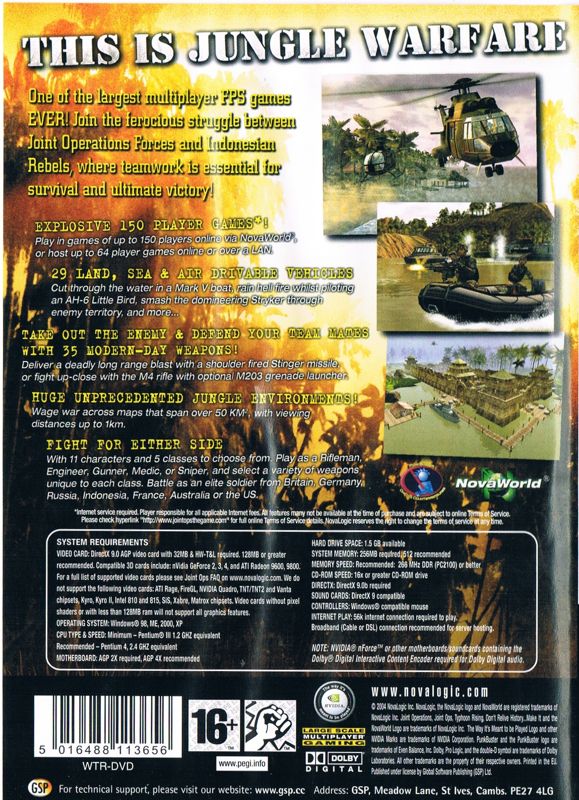 Back Cover for Joint Operations: Typhoon Rising (Windows) (White Label release)