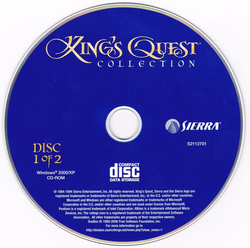 Media for King's Quest Collection (Windows) (Classic Collection release): Disc 1/2