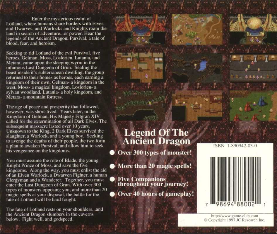 Back Cover for Legend of the Ancient Dragon (Windows)