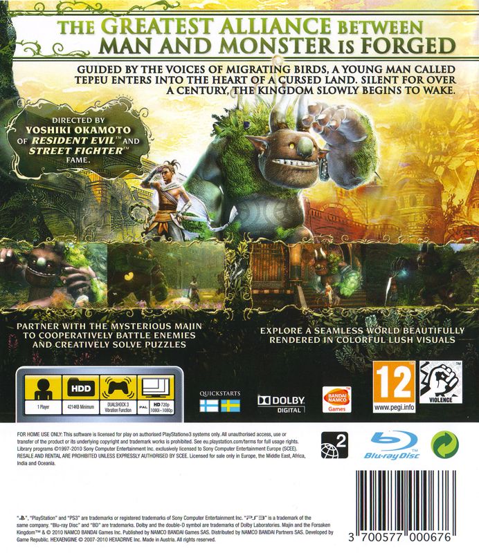 Back Cover for Majin and the Forsaken Kingdom (PlayStation 3)