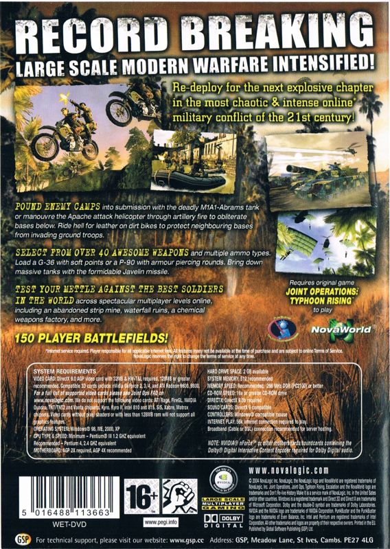 Back Cover for Joint Operations: Escalation (Windows) (White Label release)