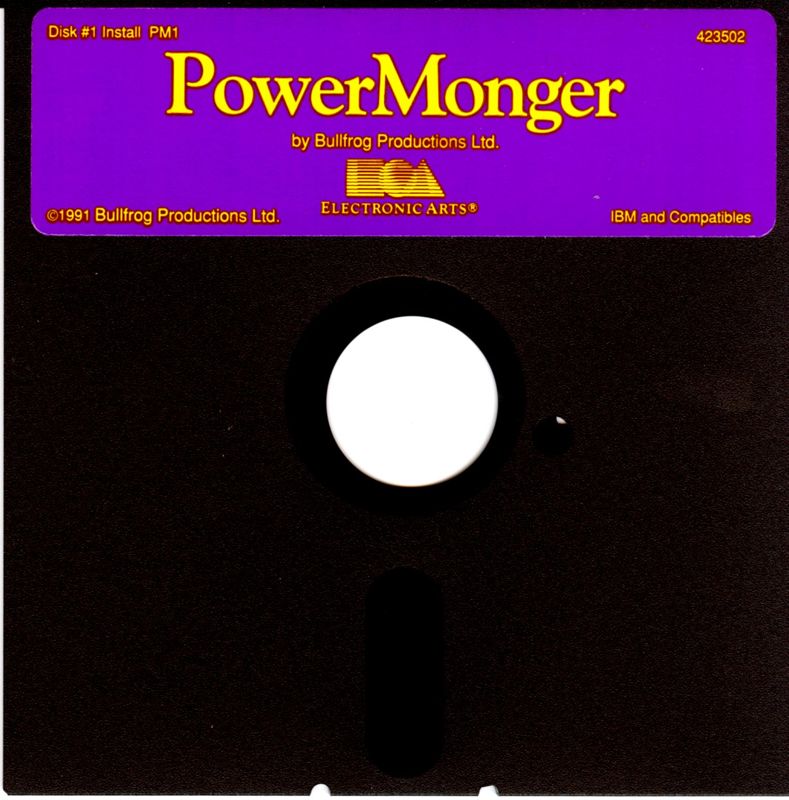 Media for PowerMonger (DOS) (5.25" floppy disk release): Disk 1/2