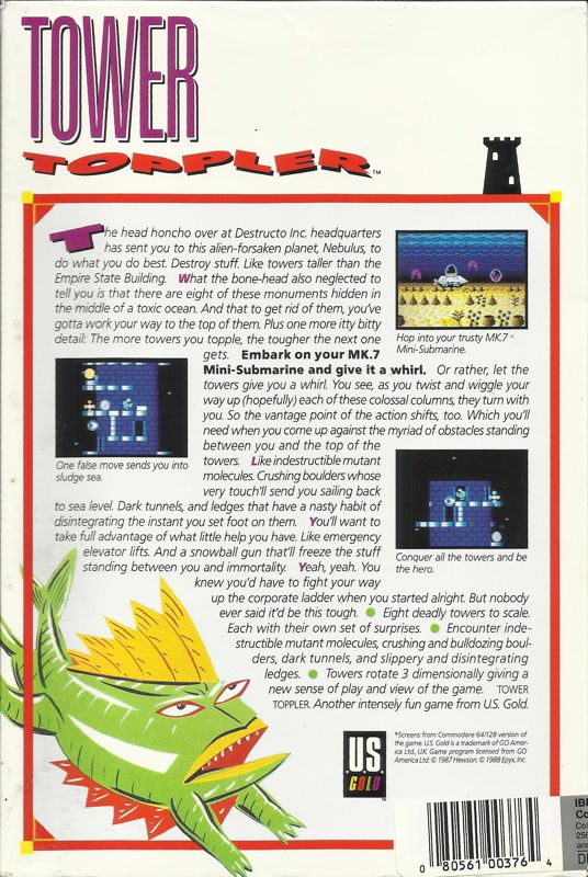 Back Cover for Tower Toppler (DOS) (5.25" Release)