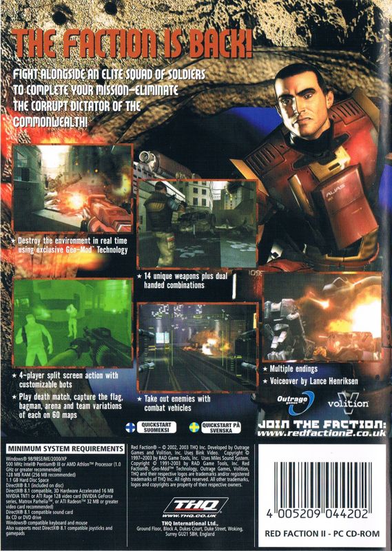 Back Cover for Red Faction II (Windows)
