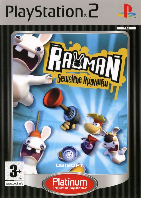 Front Cover for Rayman: Raving Rabbids (PlayStation 2) (Platinum release)