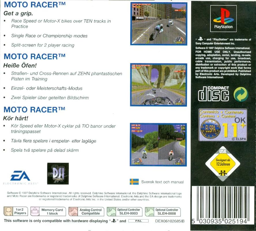 Back Cover for Moto Racer (PlayStation) (EA Classics/Value series release)