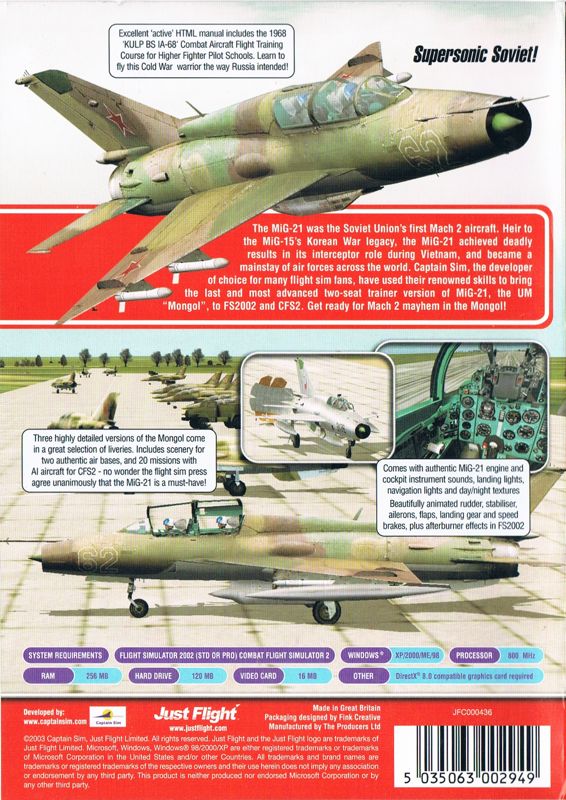 Back Cover for MiG-21 Interceptor (Windows)