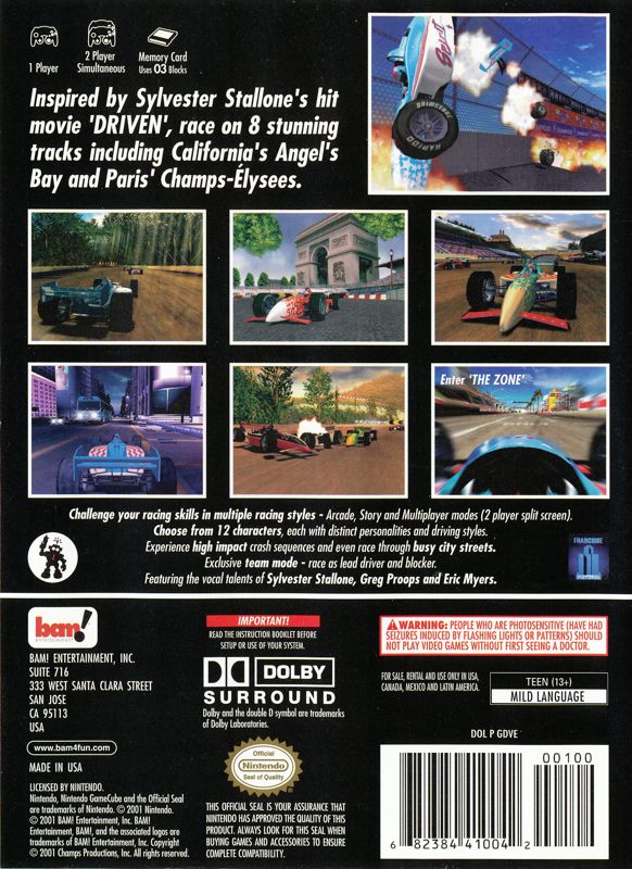 Back Cover for Driven (GameCube)