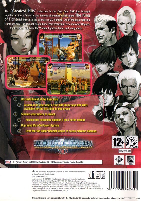 Back Cover for The King of Fighters 2002: Challenge to Ultimate Battle (PlayStation 2)