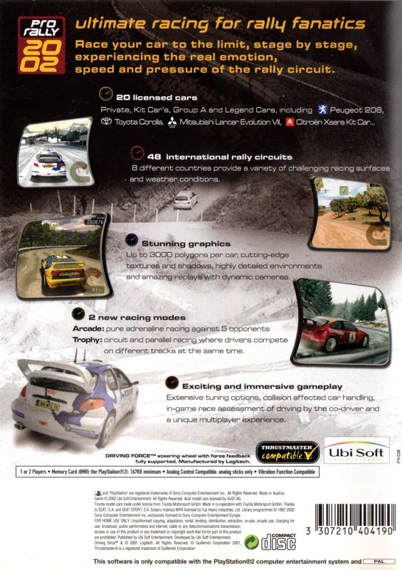 Back Cover for Pro Rally (PlayStation 2)