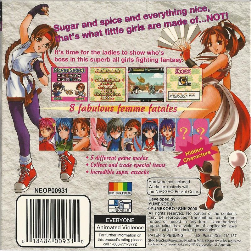 Back Cover for SNK Gals' Fighters (Neo Geo Pocket Color)
