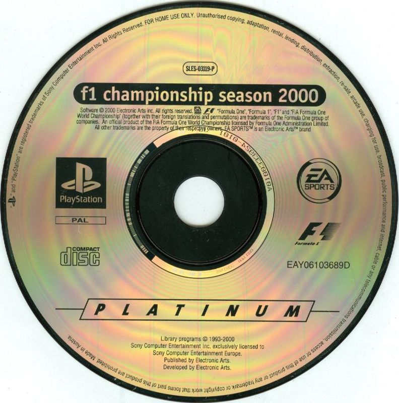 Media for F1 Championship: Season 2000 (PlayStation) (Platinum release)