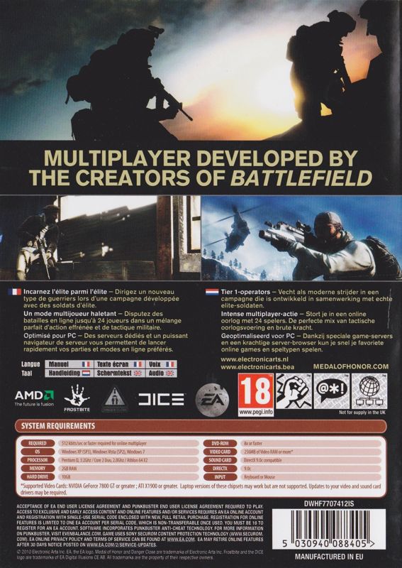 Back Cover for Medal of Honor (Windows)