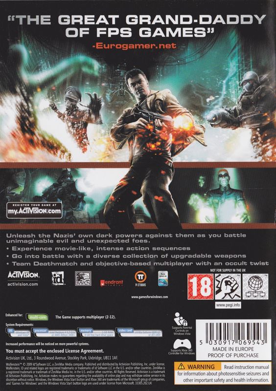 Back Cover for Wolfenstein (Windows) (European English release)