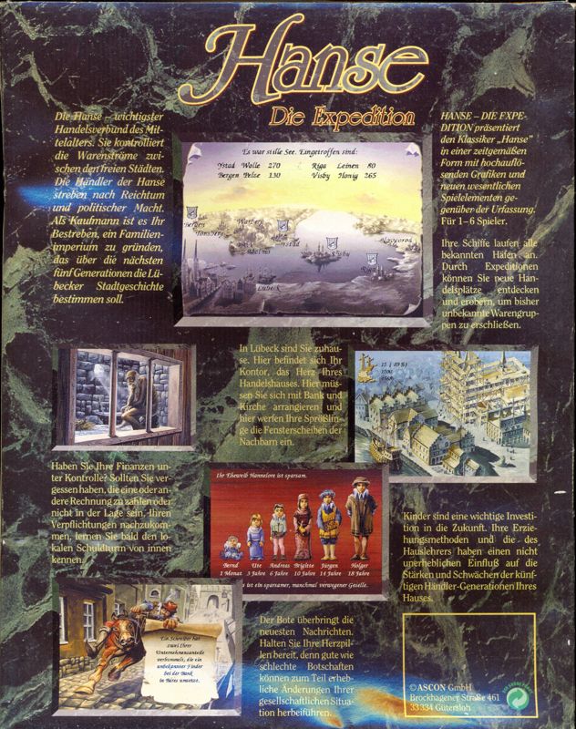 Back Cover for Hanse: Die Expedition (Amiga)