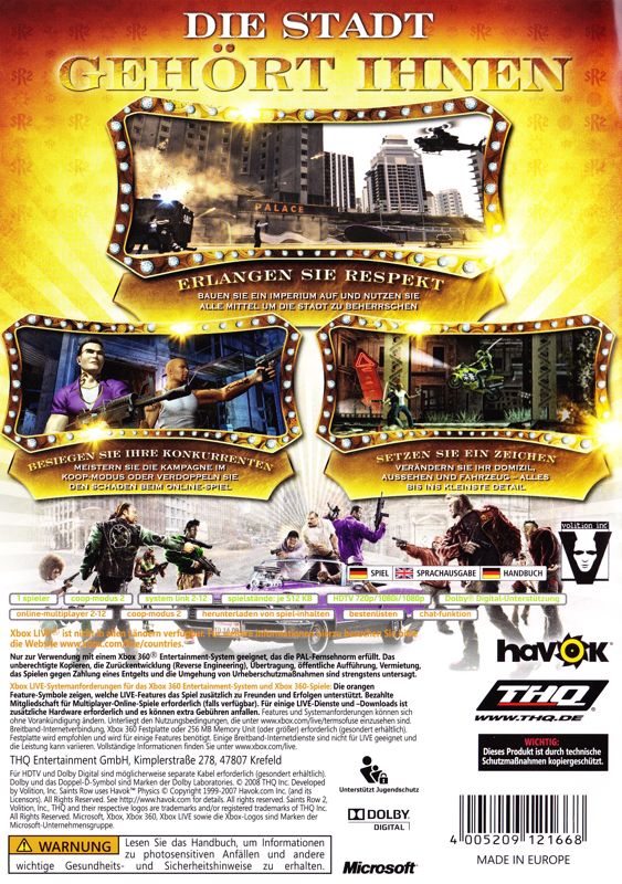 Back Cover for Saints Row 2 (Xbox 360) (Classics release)