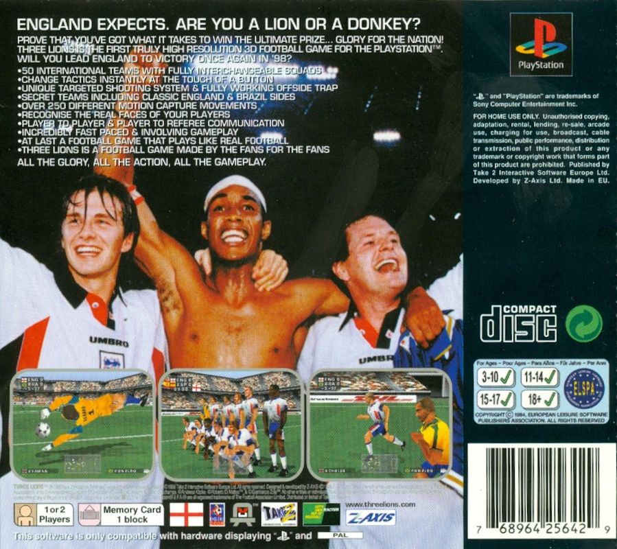 Back Cover for Alexi Lalas International Soccer (PlayStation)