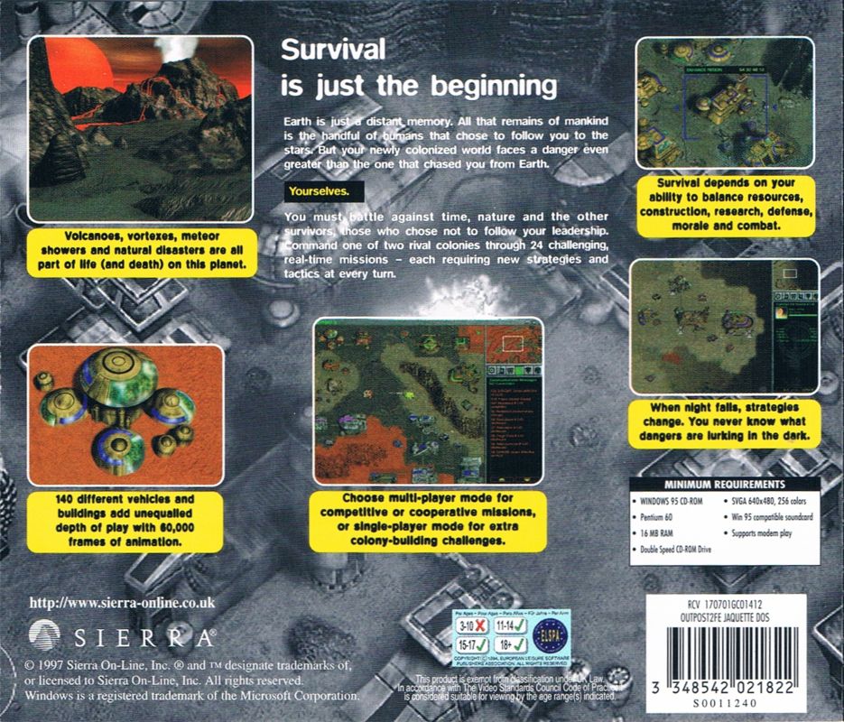 Other for Outpost 2: Divided Destiny (Windows): Jewel Case - Back
