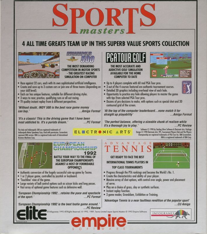 Back Cover for Sports Masters (DOS)